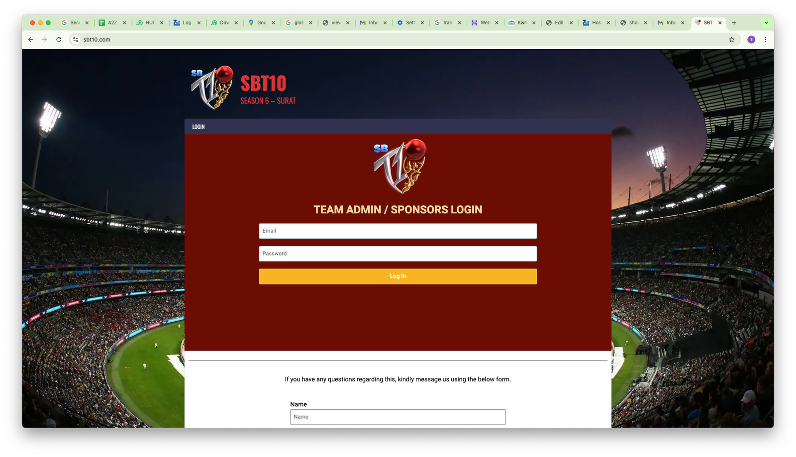 SBT 10 - CRICKET TOURNAMENT PORTAL