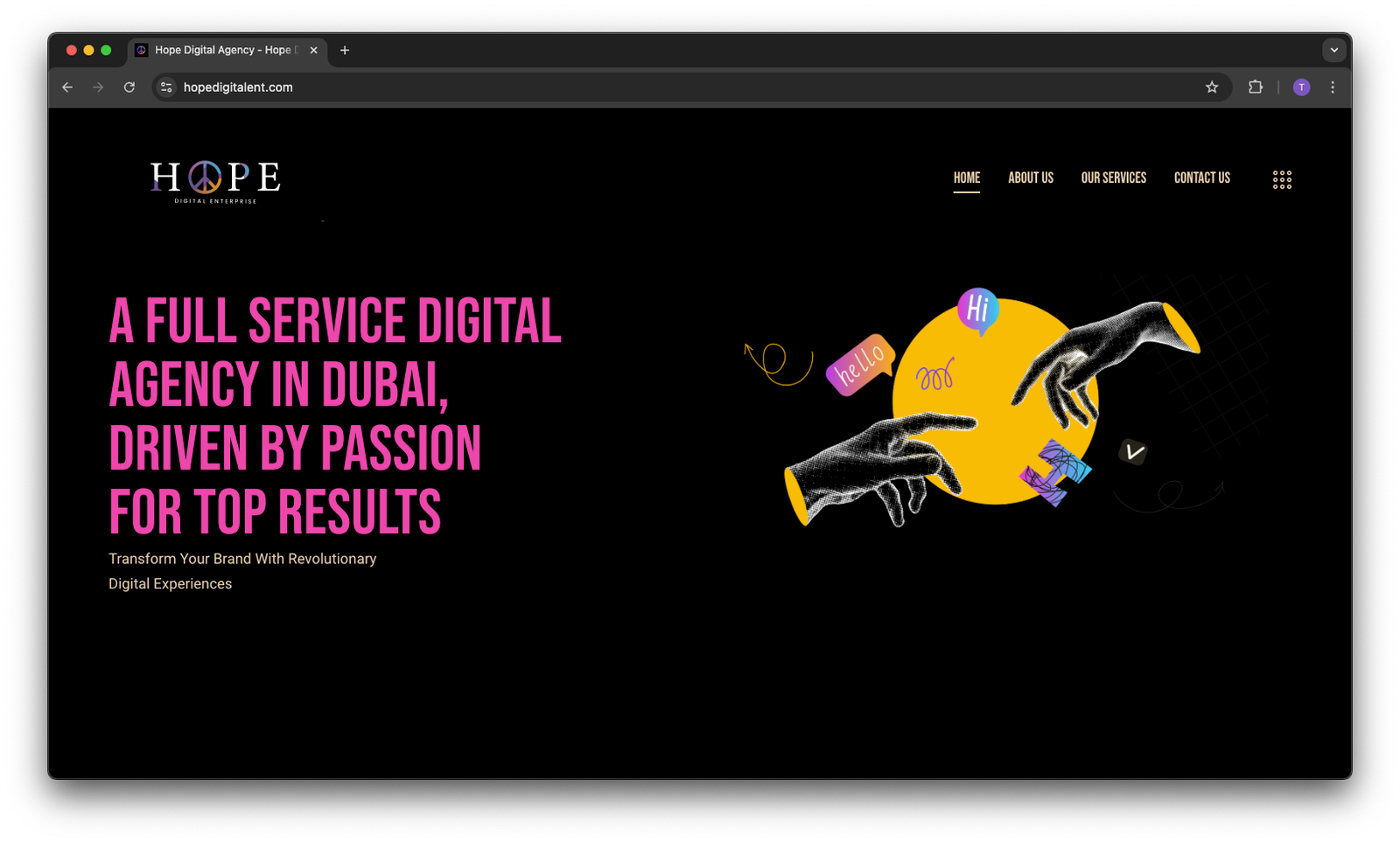 Hope Digital Agency’s website